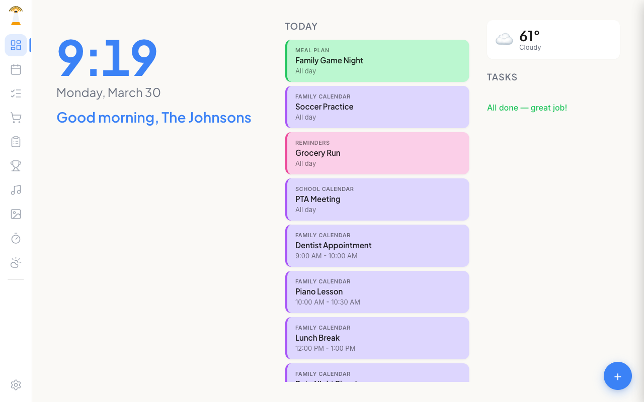 Dashboard on desktop
